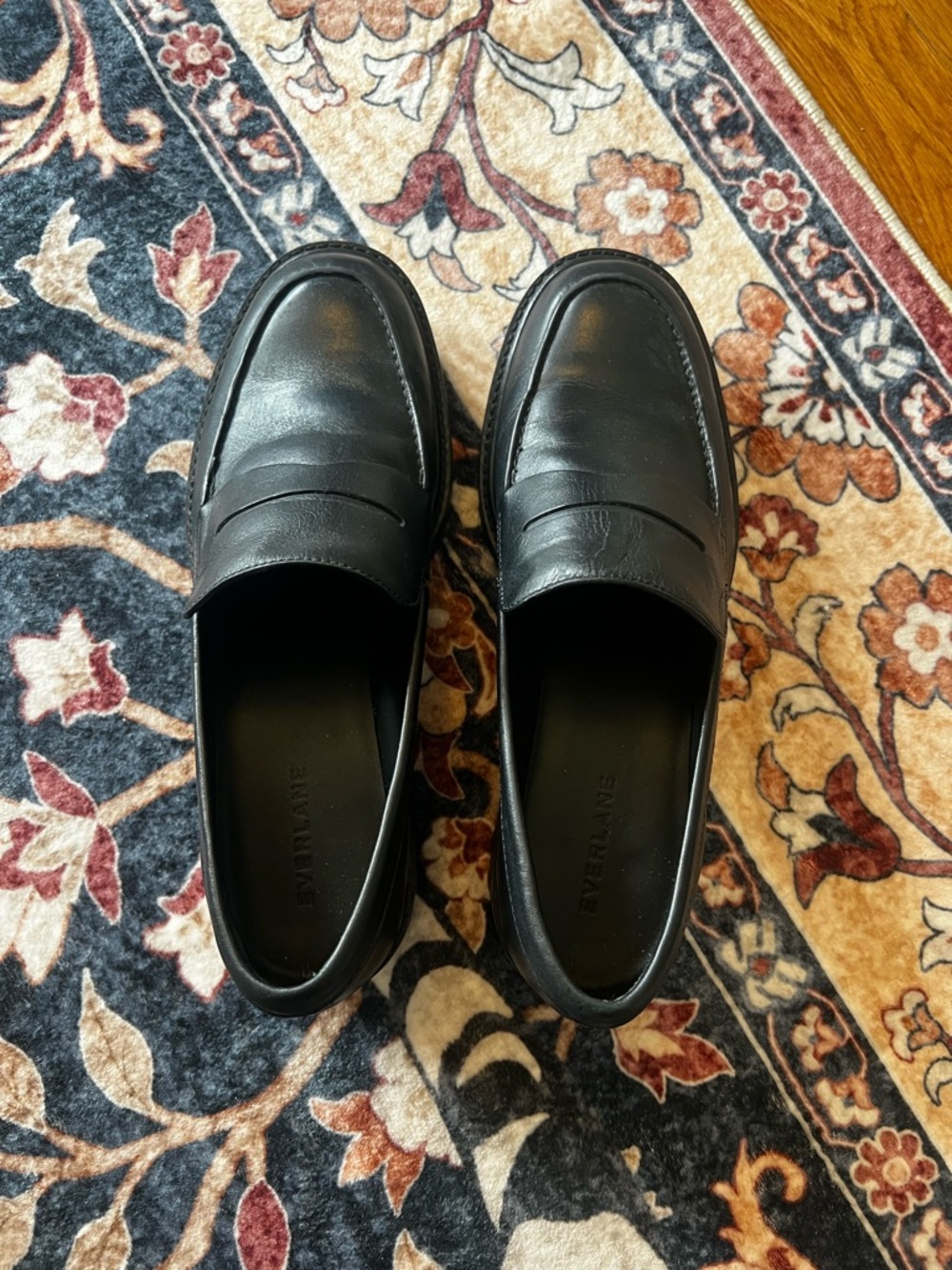 Everlane Black Leather Lug Loafers, Size 9